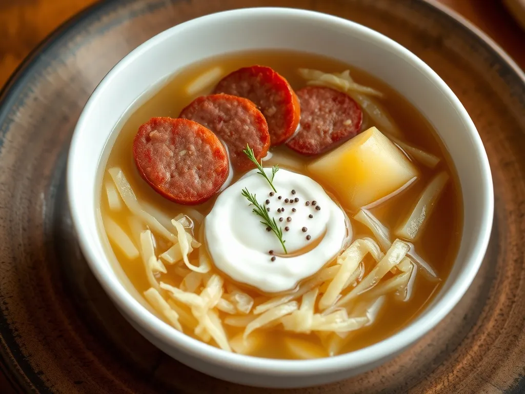 Przepis na kapuśniak z kiszonej kapusty z kiełbasą i ziemniakami