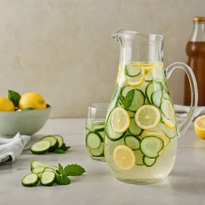 Woda detoksykująca z cytryną, ogórkiem i miętą: przepis